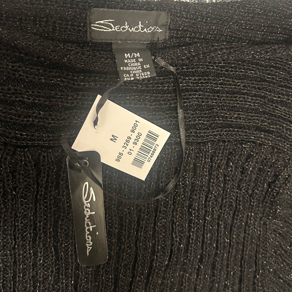 🆕Seduction Size M Women’s Black Ribbed Sparkly Sweater